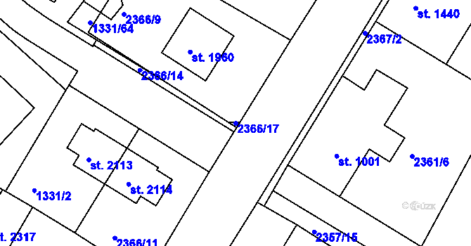 Parcela st. 2366/17 v KÚ Telč, Katastrální mapa