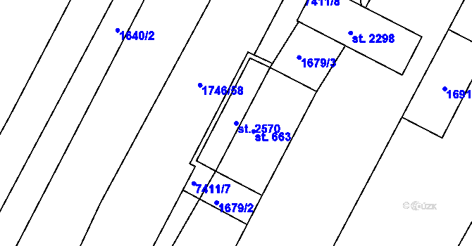 Parcela st. 2570 v KÚ Telč, Katastrální mapa