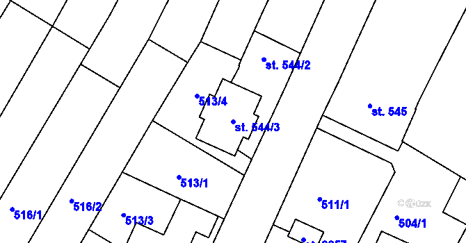 Parcela st. 544/3 v KÚ Telč, Katastrální mapa