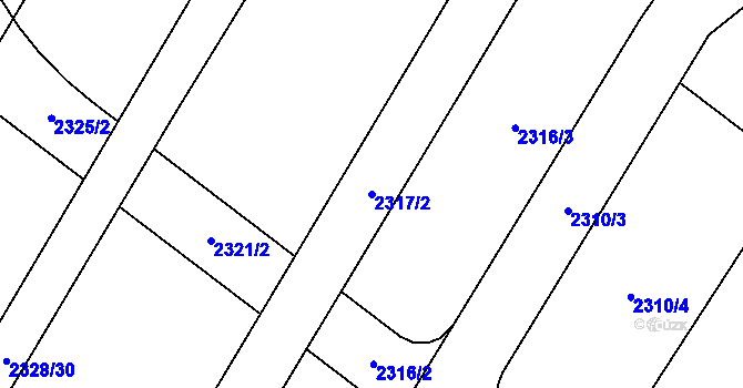 Parcela st. 2317/2 v KÚ Telč, Katastrální mapa