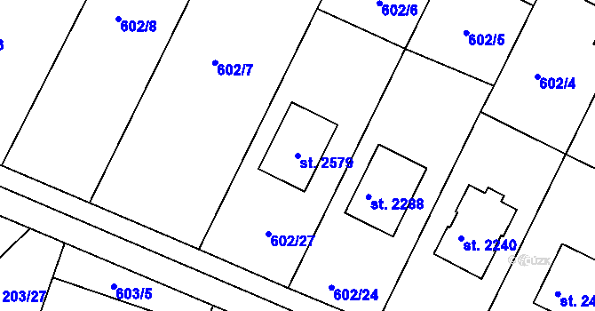 Parcela st. 2579 v KÚ Telč, Katastrální mapa