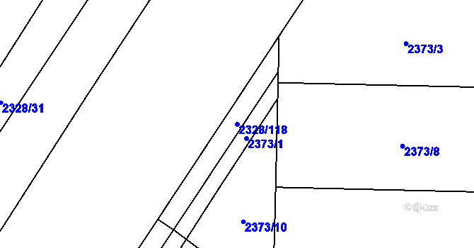 Parcela st. 2328/118 v KÚ Telč, Katastrální mapa