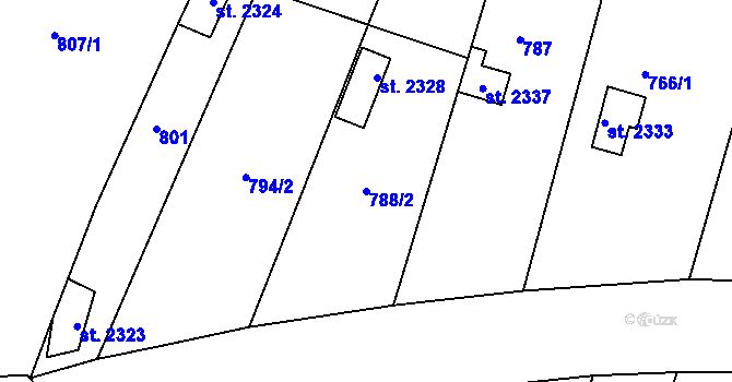 Parcela st. 788/2 v KÚ Telč, Katastrální mapa