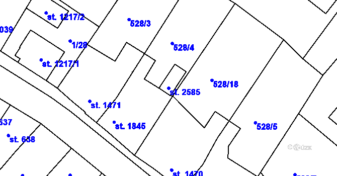 Parcela st. 2585 v KÚ Telč, Katastrální mapa