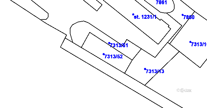 Parcela st. 7313/52 v KÚ Telč, Katastrální mapa