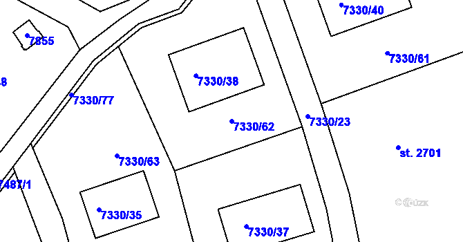 Parcela st. 7330/62 v KÚ Telč, Katastrální mapa