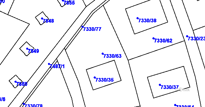 Parcela st. 7330/63 v KÚ Telč, Katastrální mapa