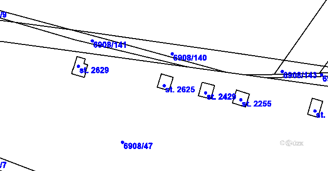 Parcela st. 2625 v KÚ Telč, Katastrální mapa