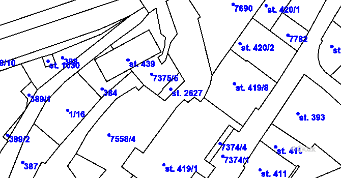 Parcela st. 2627 v KÚ Telč, Katastrální mapa
