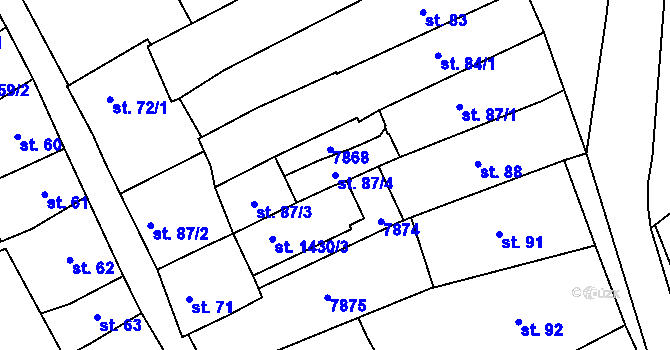 Parcela st. 87/4 v KÚ Telč, Katastrální mapa