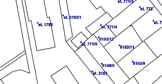 Parcela st. 771/5 v KÚ Telč, Katastrální mapa