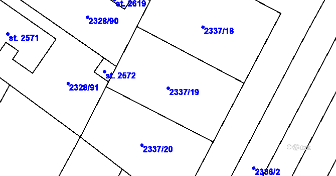 Parcela st. 2337/19 v KÚ Telč, Katastrální mapa