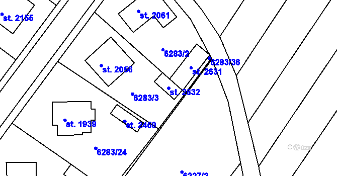Parcela st. 2632 v KÚ Telč, Katastrální mapa