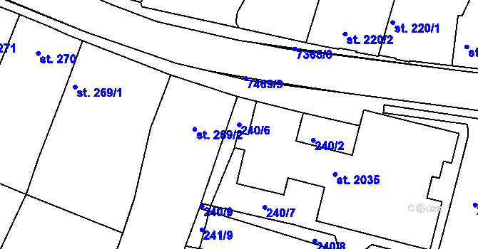 Parcela st. 240/6 v KÚ Telč, Katastrální mapa