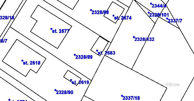 Parcela st. 2683 v KÚ Telč, Katastrální mapa