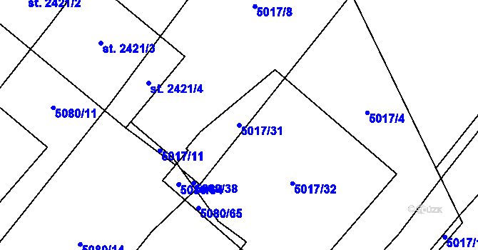 Parcela st. 5017/31 v KÚ Telč, Katastrální mapa
