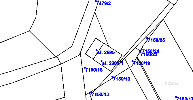 Parcela st. 2695 v KÚ Telč, Katastrální mapa