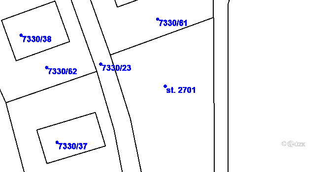 Parcela st. 2701 v KÚ Telč, Katastrální mapa