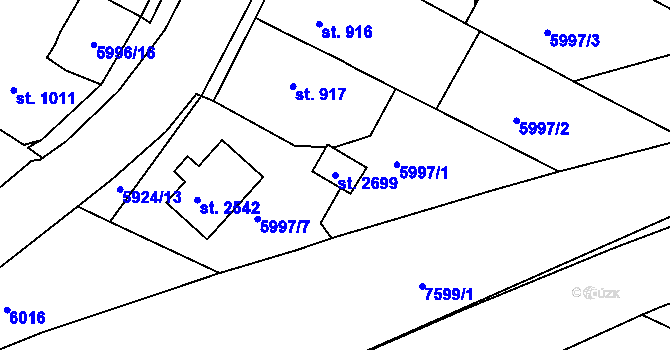 Parcela st. 2699 v KÚ Telč, Katastrální mapa