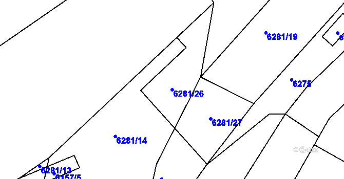 Parcela st. 6281/26 v KÚ Telč, Katastrální mapa