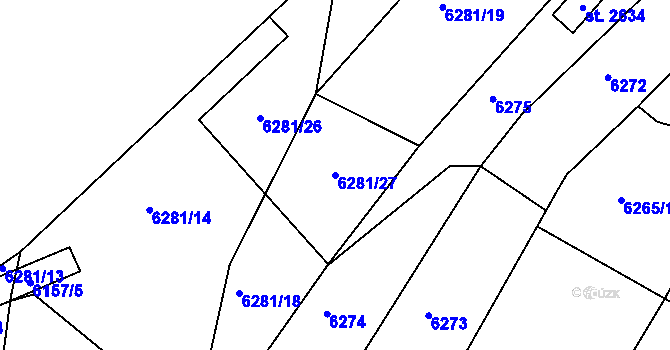 Parcela st. 6281/27 v KÚ Telč, Katastrální mapa