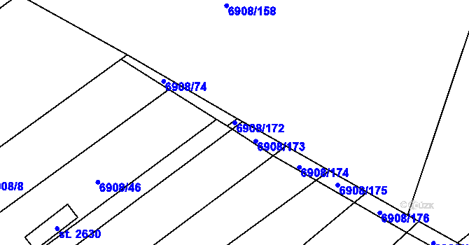 Parcela st. 6908/172 v KÚ Telč, Katastrální mapa
