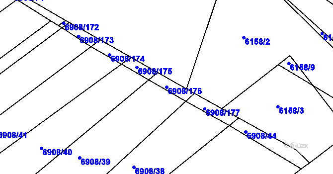 Parcela st. 6908/176 v KÚ Telč, Katastrální mapa
