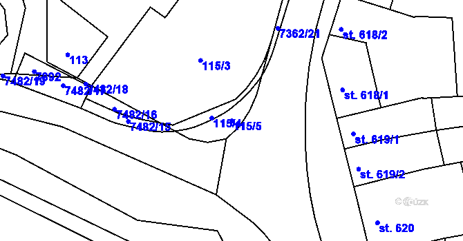 Parcela st. 115/5 v KÚ Telč, Katastrální mapa
