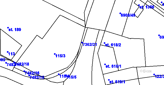 Parcela st. 7362/21 v KÚ Telč, Katastrální mapa