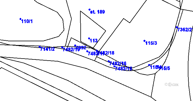 Parcela st. 7482/18 v KÚ Telč, Katastrální mapa