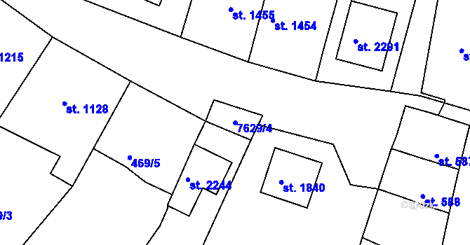Parcela st. 7629/4 v KÚ Telč, Katastrální mapa