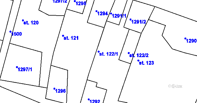 Parcela st. 122/1 v KÚ Telčice, Katastrální mapa