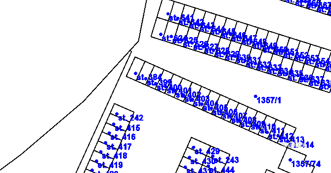 Parcela st. 401 v KÚ Telčice, Katastrální mapa