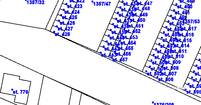 Parcela st. 443 v KÚ Telčice, Katastrální mapa
