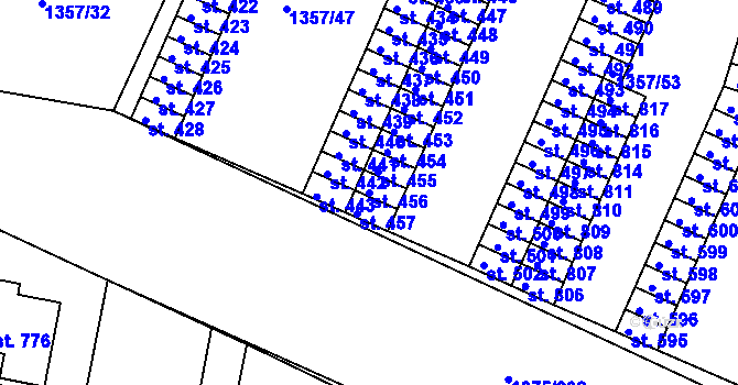 Parcela st. 456 v KÚ Telčice, Katastrální mapa