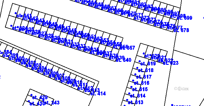 Parcela st. 638 v KÚ Telčice, Katastrální mapa