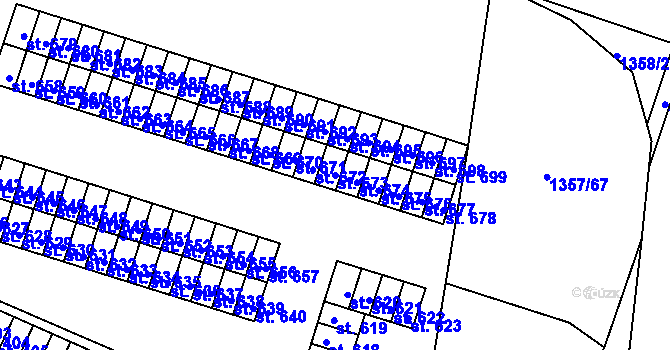 Parcela st. 673 v KÚ Telčice, Katastrální mapa