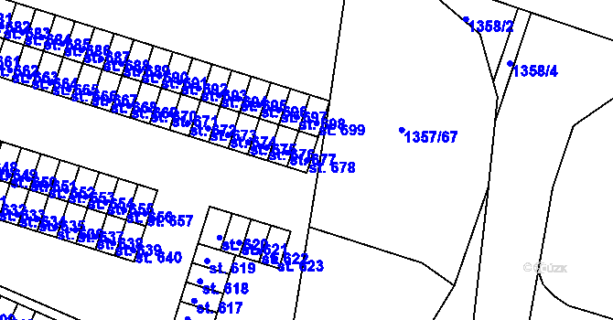 Parcela st. 678 v KÚ Telčice, Katastrální mapa