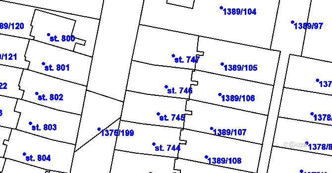 Parcela st. 746 v KÚ Telčice, Katastrální mapa