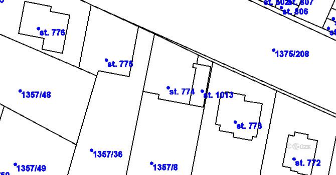 Parcela st. 774 v KÚ Telčice, Katastrální mapa