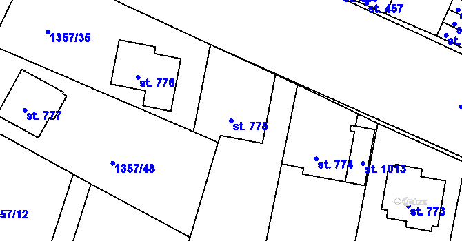 Parcela st. 775 v KÚ Telčice, Katastrální mapa