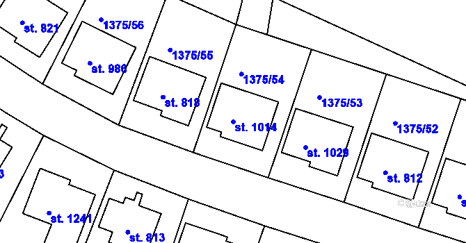 Parcela st. 1014 v KÚ Telčice, Katastrální mapa