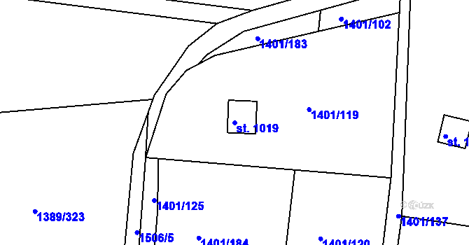 Parcela st. 1019 v KÚ Telčice, Katastrální mapa