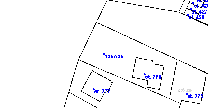 Parcela st. 1357/35 v KÚ Telčice, Katastrální mapa