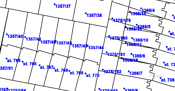 Parcela st. 1357/44 v KÚ Telčice, Katastrální mapa