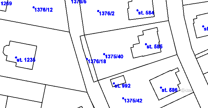 Parcela st. 1375/40 v KÚ Telčice, Katastrální mapa