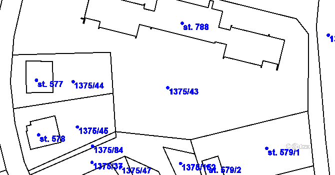 Parcela st. 1375/43 v KÚ Telčice, Katastrální mapa