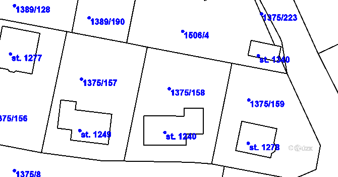 Parcela st. 1375/158 v KÚ Telčice, Katastrální mapa