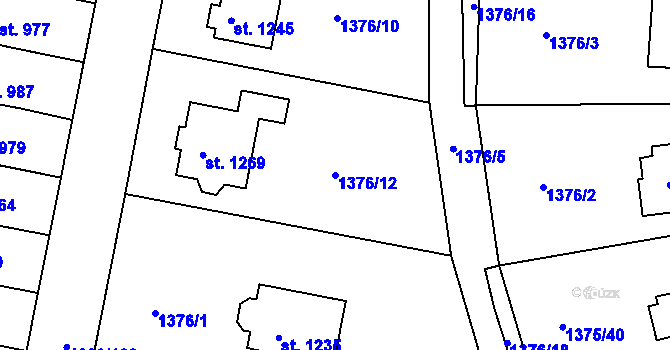 Parcela st. 1376/12 v KÚ Telčice, Katastrální mapa