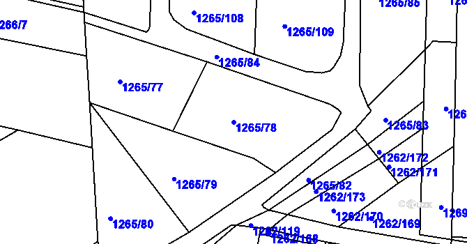 Parcela st. 1265/78 v KÚ Telčice, Katastrální mapa